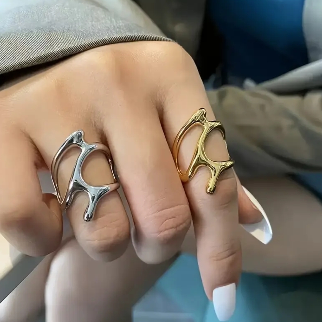 18 Kt Gold Over Titanium Abstract Ring